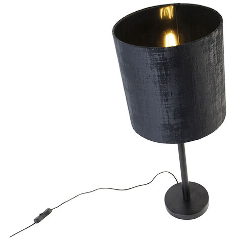 Modern Table Lamp Black with Black Lampshade 25 cm - Simplo