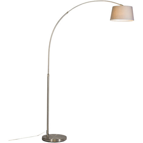 Smart Arc Lamp Steel Lampshade Grey Incl. WiFi A60 - Arc Basic