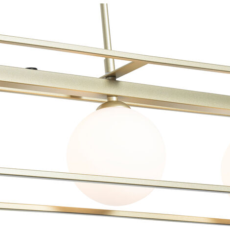 Design Pendant Light Gold with White Glass 4-Light - Aniek