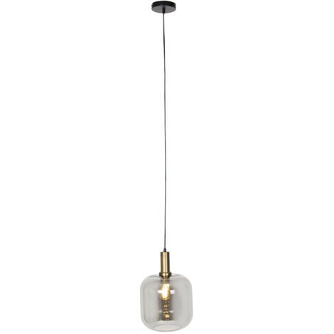 Design Pendant Light Black with Gold and Smoke Glass - Zuzanna