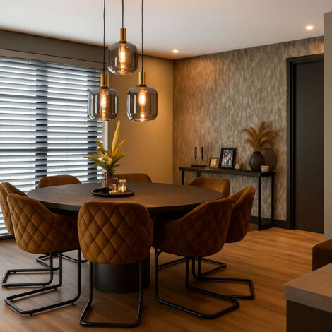Design 3-Light Black and Gold Pendant Light with Smoke Glass - Zuzanna