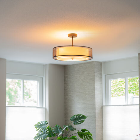 Modern Ceiling Light Black with White 50 cm 3-Light - Drum Duo