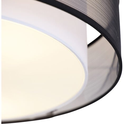 Modern Ceiling Light Black with White 50 cm 3-Light - Drum Duo