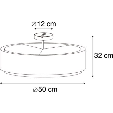 Modern Ceiling Light Black with White 50 cm 3-Light - Drum Duo