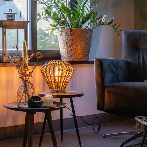 Rustic Table Lamp Bamboo with White - Canna Diamond