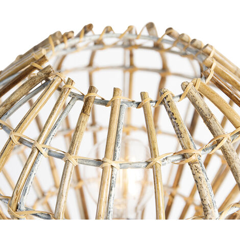 Rustic Tripod Table Lamp Bamboo with White - Canna Diamond