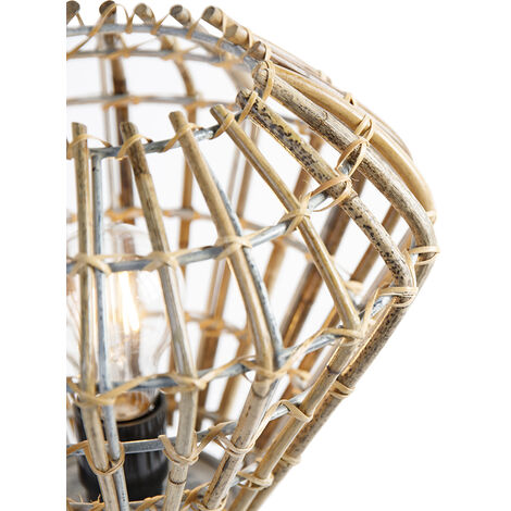 Rustic Tripod Table Lamp Bamboo with White - Canna Diamond