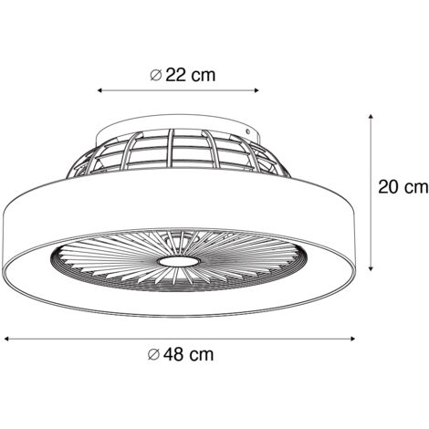 Ceiling Fan Black 47cm incl. LED Dimmable with Remote Control - Emily