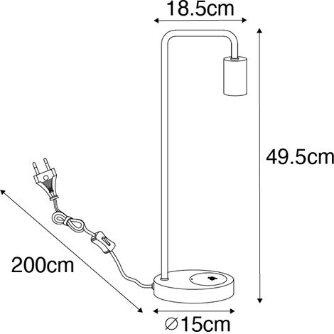 Modern Black Table Lamp with Wireless Charging - Facil