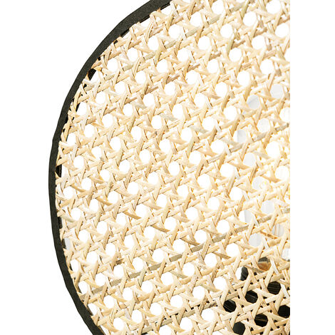 Rustic Table Lamp Black with Rattan 25 cm - Kata