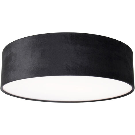 Modern Ceiling Light Black 40 cm with Gold Interior - Drum