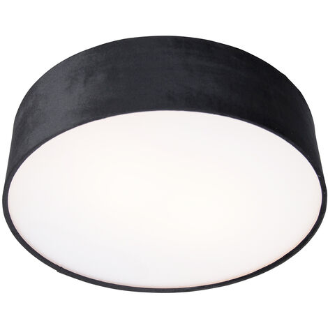 Modern Ceiling Light Black 40 cm with Gold Interior - Drum
