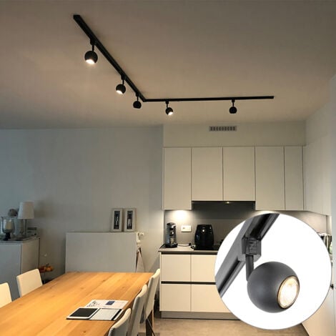 Modern Track Lighting with Black Spotlights 1-Phase Iconic Gissi