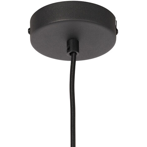Art Deco Pendant Light Black with Smoke Glass - Flore