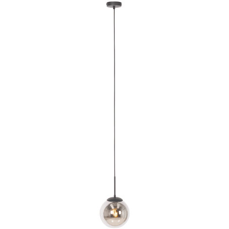 Art Deco Pendant Light Black with Smoke Glass - Flore
