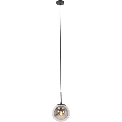 Art Deco Pendant Light Black with Smoke Glass - Flore