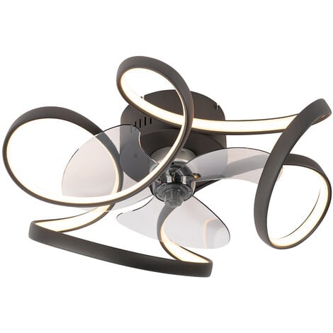 Ceiling Fan Black 55cm incl. LED Dimmable with Remote Control - Mandy