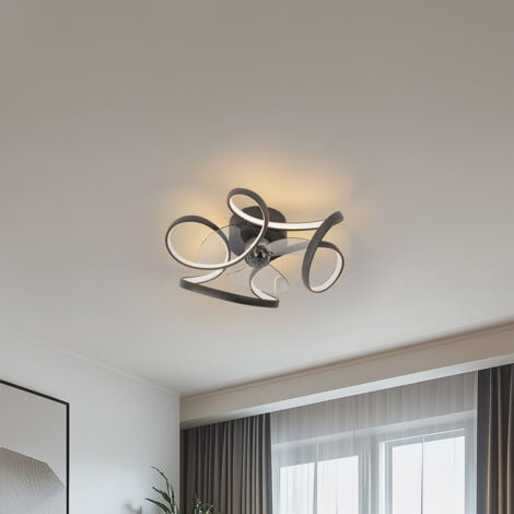 Ceiling Fan Black 55cm incl. LED Dimmable with Remote Control - Mandy