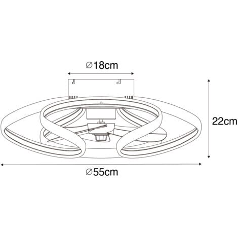 Ceiling Fan Black 55cm incl. LED Dimmable with Remote Control - Mandy