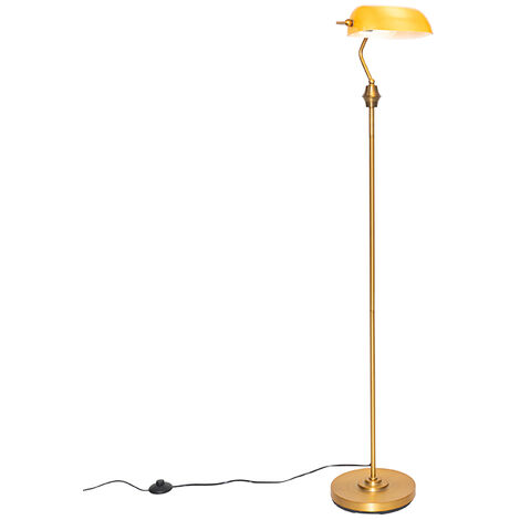 Classic notary floor lamp bronze with amber glass - Banker