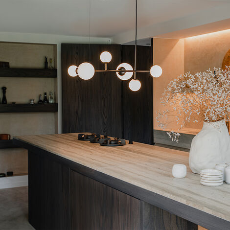 Modern Pendant Light Black with Matt Glass 6 Lights - Monaco