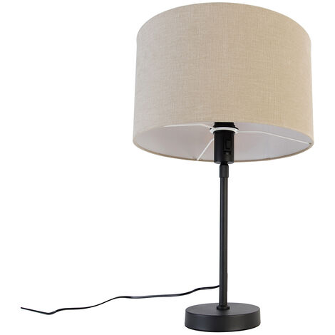 Table Lamp Black Adjustable with Light Brown Lampshade 35 cm - Parte