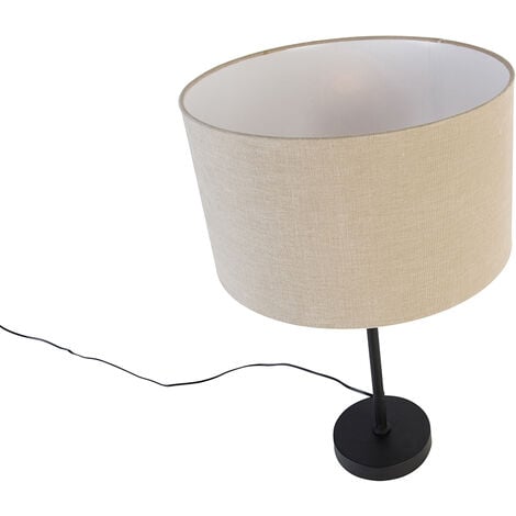 Table Lamp Black Adjustable with Light Brown Lampshade 35 cm - Parte