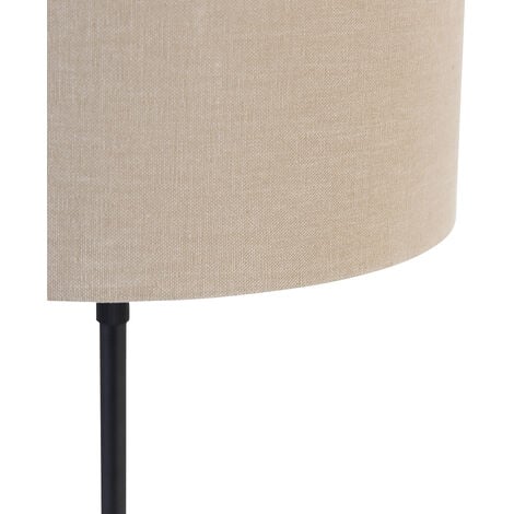 Table Lamp Black Adjustable with Light Brown Lampshade 35 cm - Parte