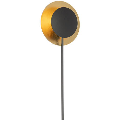QAZQA - Art Deco Art Deco Wall Lamp Black With Gold - Emilienne | Living | Bedroom | Kitchen - Steel Round - E27 Suitable For LED - Max. 1 X 40 Watt - View #10