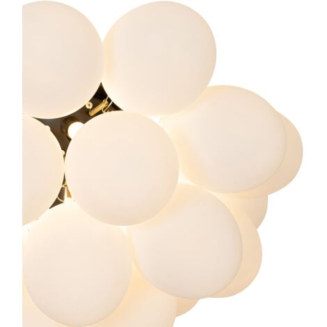 Art Deco Ceiling Light Black with Opal Glass 6 Lights - Uvas