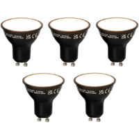 Set of 5 Smart GU10 LED Bulbs Black 7W 600lm 3000K