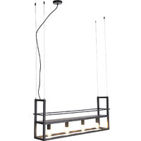 Industrial hanging lamp black with rack 4-light - Cage Rack - Black