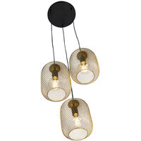 Art Deco hanging lamp gold 45 cm 3-light - Bliss Mesh