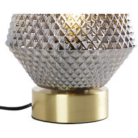 Art Deco table lamp brass with smoke glass - Karce