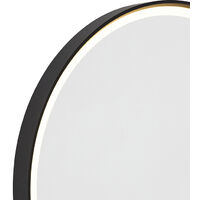 Bathroom mirror black 50 cm incl. LED with touch dimmer - Miral
