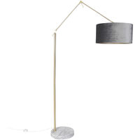 Modern floor lamp gold velvet shade gray 50 cm - Editor - Grey