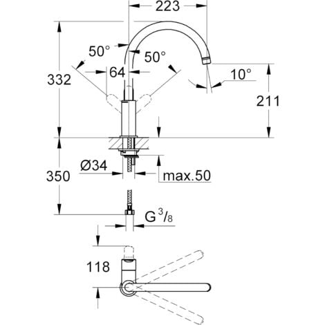 Grohe Bauedge Monomando fregadero