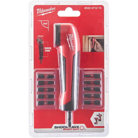 Adaptador angular Milwaukee Shockwave con 10 puntas