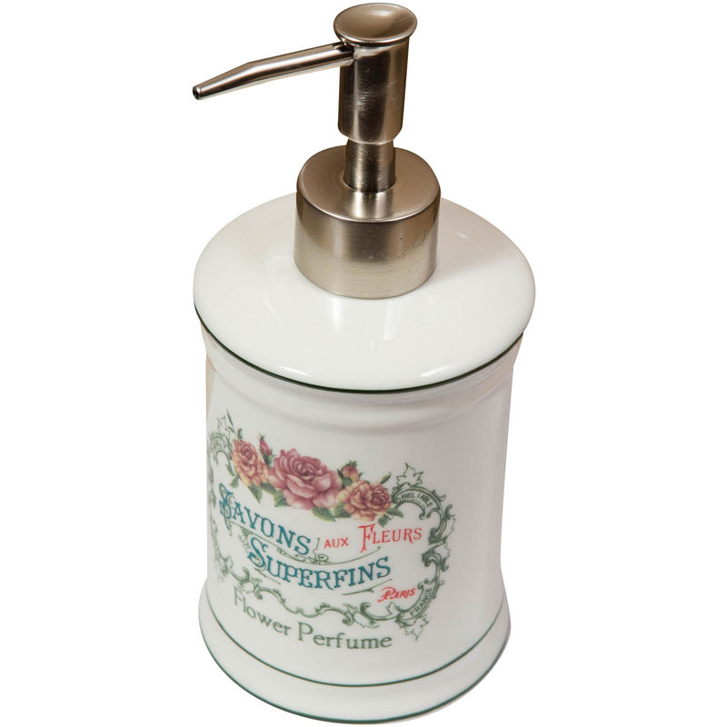 Set 2 dispenser sapone bagno shabby chic 18x8,5 cm Dispenser sapone cucina  in porcellana Porta sapone liquido ad erogazione manu