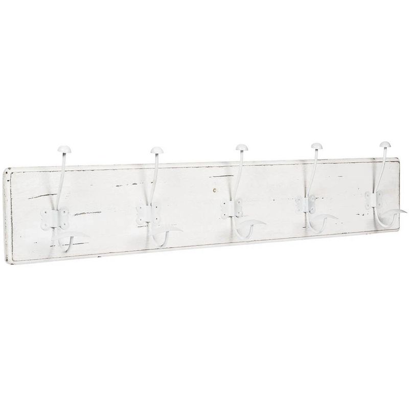 Appendiabiti da parete 50x10x21 cm Attaccapanni da muro in legno  Appendiabiti bianco con 3 ganci in ferro Appendiabiti ingresso