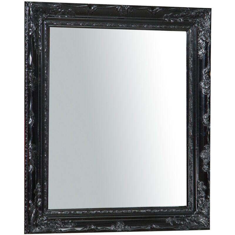 ENENE Specchio Da Parete Nero 50x71 Cm, Cornice In Legno Stile Fattoria Per Bagno E Soggiorno