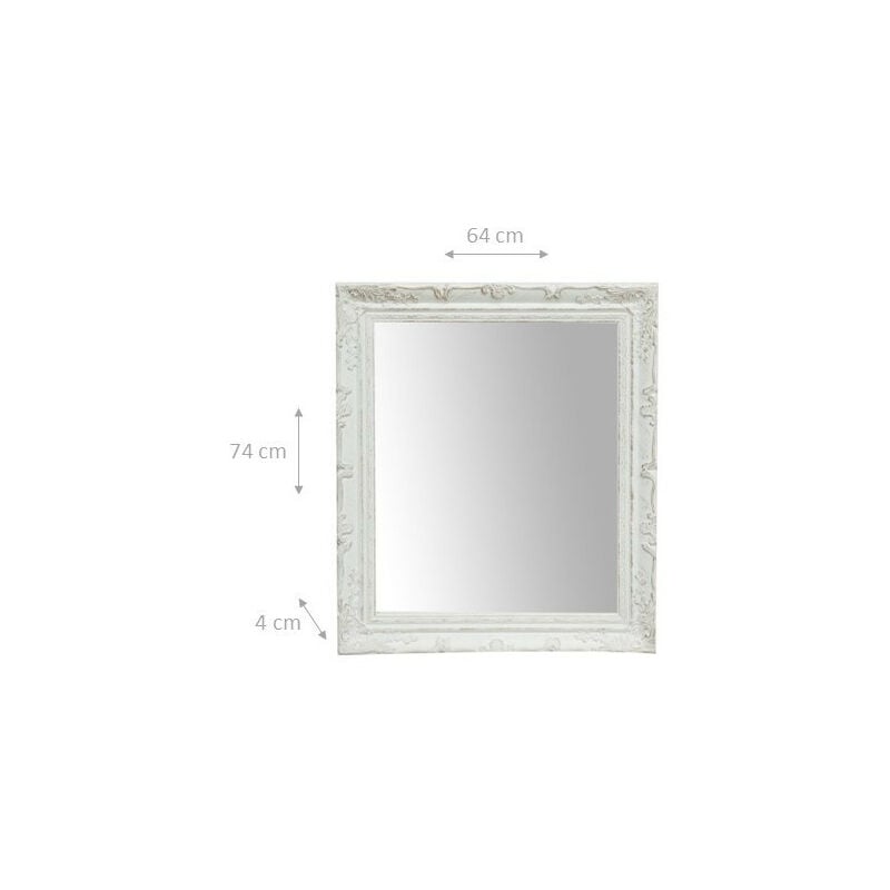 Specchio specchiera rettang da parete da appendere a muro orizz vert trucco  bagno camera da letto finitura colore bianco 64x4x74