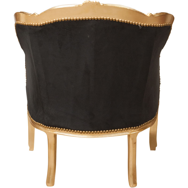 Poltrona barocca 94x80x82 cm Sedie luigi XVI anticata oro Stile francese  Poltroncina camera da letto in velluto nero