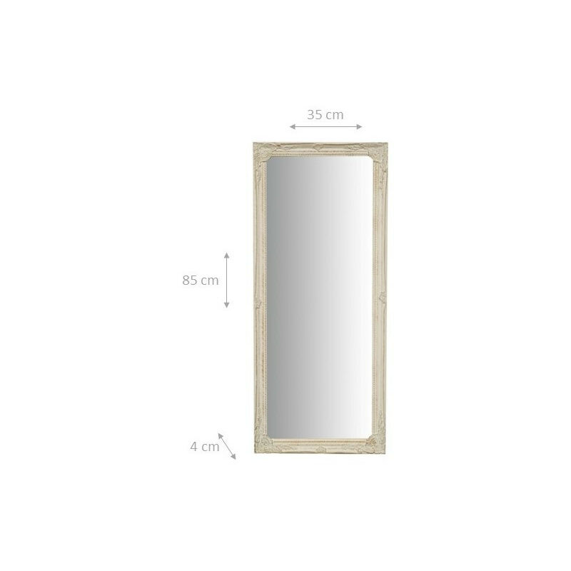 Specchio Specchiera da parete e appendere verticale/orizzontale  L90xPR4xH120 cm finitura bianco anticato