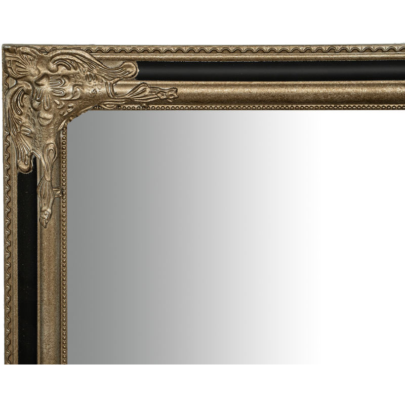 Specchio Specchiera Impero da parete e appendere verticale/orizzontale  L90xPR4xH120 cm finitura argento e nero anticato