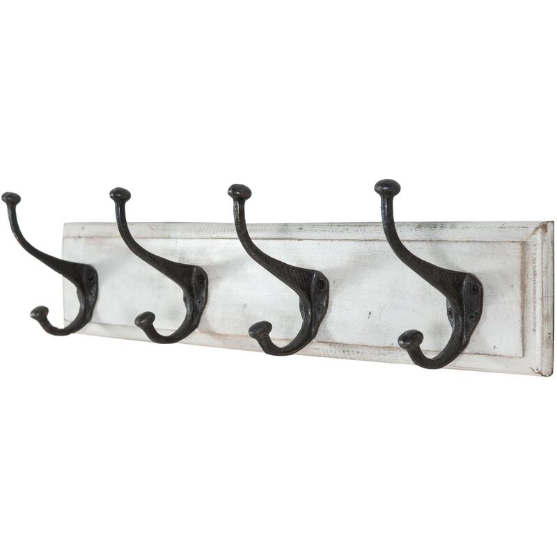 Appendiabiti da parete 43x12x20 cm Attaccapanni da muro in legno  appendiabiti bianco 3 ganci in ferro Appendiabiti ingresso - Biscottini -  Idee regalo