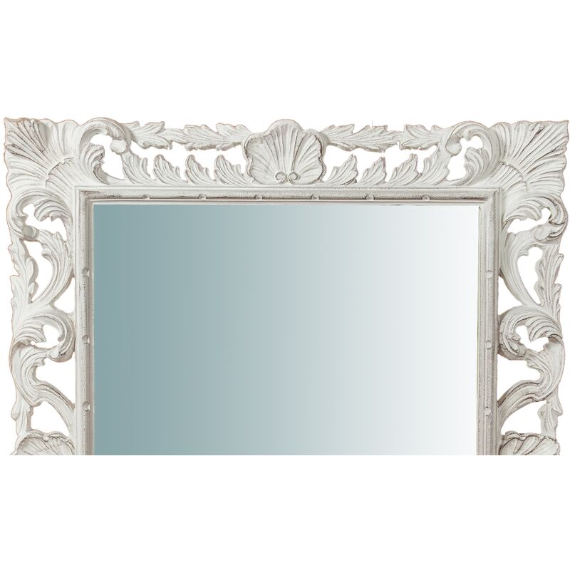 Specchio da parete 90x70x4 cm Made in Italy Specchio shabby bianco anticato  Specchio barocco Cornice bianca