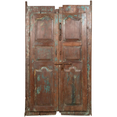 Porta portone in legno massello e ferro da interno o da esterno vecchia e antica medievale scorrevole