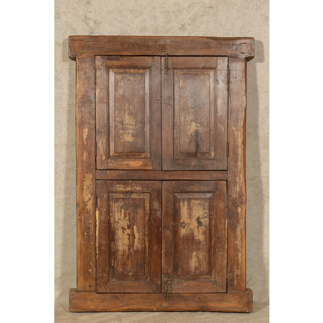 Finestra Finestrina Grata In Legno Massello e Ferro Antica Medievale Con Telaio Da Interno e Esterno Porta in Legno Vecchia