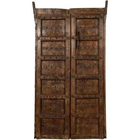 Porta portone in legno massello e ferro da interno o da esterno vecchia e antica medievale scorrevole